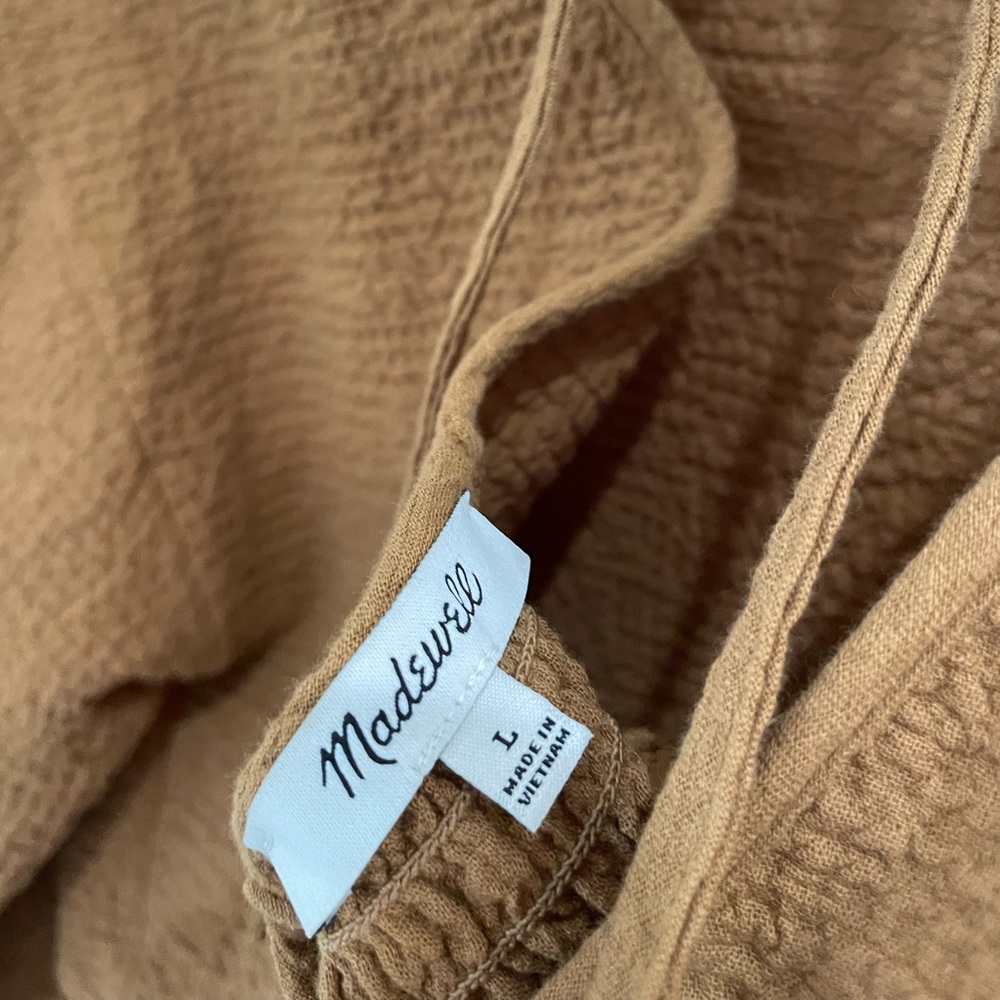 Madewell Boho Neutral Peplum Top Tie-Back Mod Feminine Preppy Relaxed Fit - Picture 5 of 7